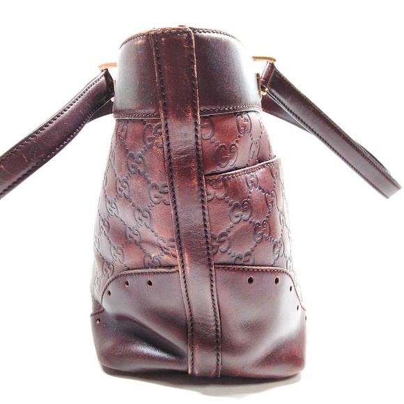 GUCCI Tote GG Pattern Guccissima Horsebit Leather Brown Vintage Authentic (R966) - Picture 2 of 3